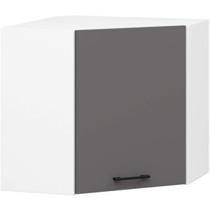 Rohová horní kuchyňská skříňka OLIWIA W60/60N H580 bílá / grafitová / šedá