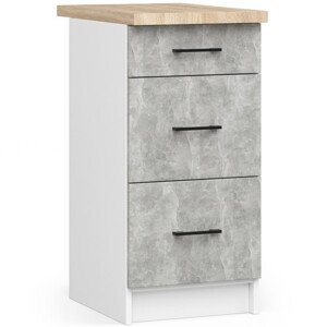 Spodní kuchyňská skříňka s deskou OLIWIA S40 SZ3 bílá / beton