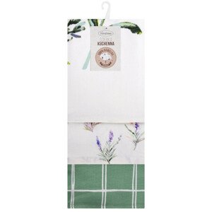 Sada kuchyňských utěrek LAVENDER naturální / zelená
