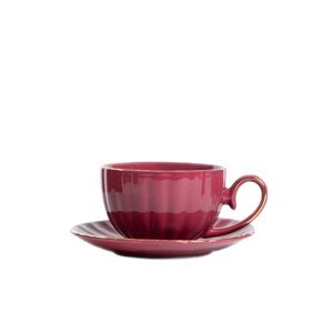 Šálek MINA s podšálkem, bordová 730627 250 ml
