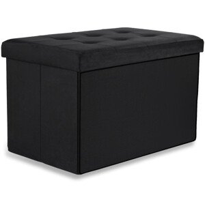 Skládací lavička s víkem XL sametová, černá