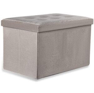 Skládací lavička s víkem XL sametová, béžová