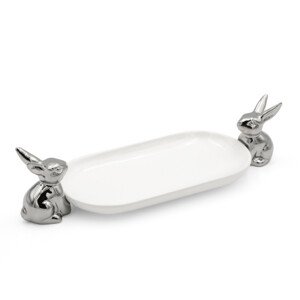 Dekorativní podnos EASTER 158 bílý / stříbrný