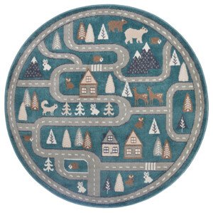 Dětský koberec Hanse Home Adventures uličky, zelený / šedý kruh