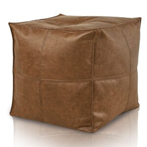 Taburetka Cubo Premium kůže, hnědá