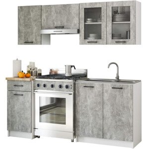 Kuchyňská linka OLIWIA 1.8 m s vitrínou beton