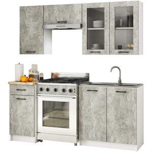 Kuchyňská linka OLIVIA H720 1.8 m s vitrínou beton