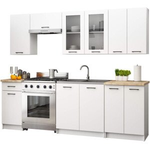 Kuchyňská linka OLIVIA V720 2.4 m s vitrínou bílá