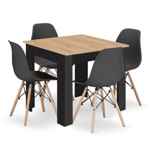 Jídelní stůl ARTISAN naturální, se čtyřmi židlemi OSAKA černé