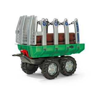 Přívěs na dřevo Rolly Toys 122158 zelený, dvounápravový