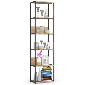 Průmyslový regál 50 cm, 6 polic, černý / dub sonoma