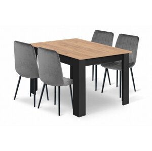 Jídelní stůl NP se čtyřmi židlemi LAVA šedé