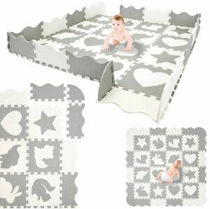 PĚNOVÉ VZDĚLÁVACÍ PUZZLE 36 ks - XXL šedo / bílé