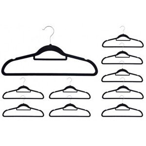 Věšáky na oblečení MAXI sametové, černé (10 ks)