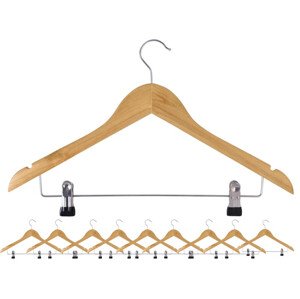 Věšáky na oblečení s klipy HENRYK naturální (10 ks)