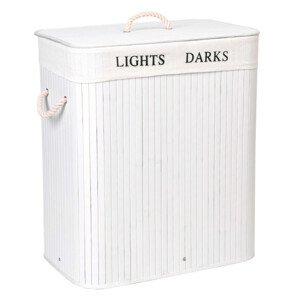 Koš na prádlo 2 přihrádkový 100 l bambusový bílý