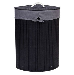 Rohový koš na prádlo 60 l bambusový černý