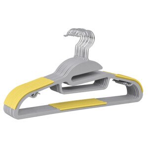 Věšáky na oblečení FLEXI šedé / žluté (10 ks)