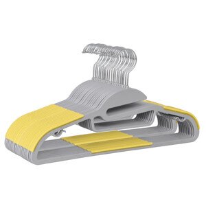 Věšáky na oblečení FLEXI šedé / žluté (20 ks)