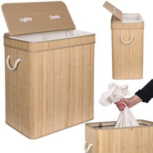 Koš na prádlo 2 přihrádkový SOREN bambusový