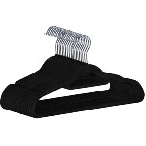 Věšáky na oblečení MAXI sametové, černé (60 ks)