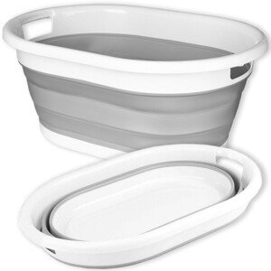 Košík na prádlo AIDA COMPACT šedý / bílý 25 l