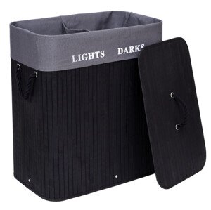 Koš na prádlo 2 přihrádkový 100 l bambusový černý