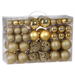 Sada vánočních závěsných dekorací REGALO zlatá (100 ks)