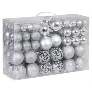 Sada vánočních závěsných dekorací REGALO stříbrná (100 ks)