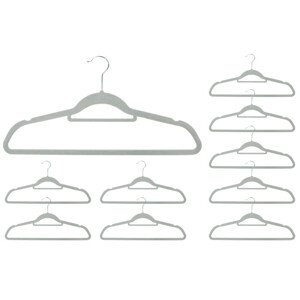 Věšáky na oblečení MAXI sametové, šedé (10 ks)