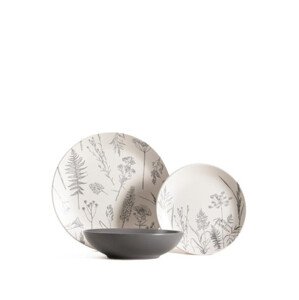 Sada talířů BARI bílá / šedá 752452