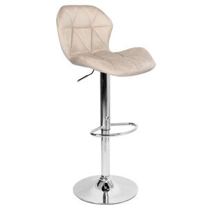 Barová židle GORDON sametová, stříbrná / béžová
