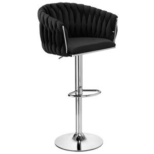 Barová židle COFTON sametová, stříbrná / černá