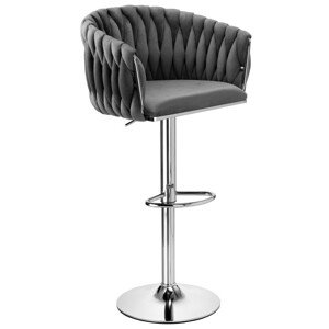 Barová židle COFTON sametová, stříbrná / grafitová