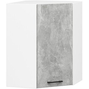Rohová horní kuchyňská skříňka OLIWIA W60/60 V 720 bílá / beton