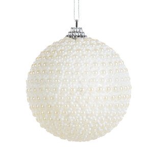 Vánoční ozdoba s perlami krémová (6 ks)