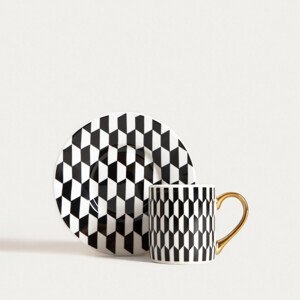 Šálek LUNYA s podšálkem, černá / bílá 757020 100ml