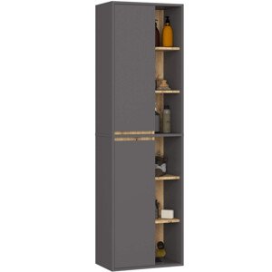 Kúpeľňová skříňka VAMI W50 2D 6P grafitová / remeselný dub