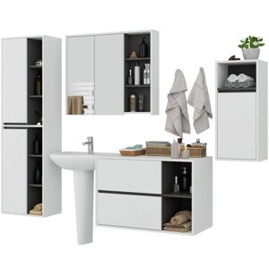 Koupelnová sestava VAMI bílá / šedá / grafitová