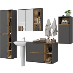 Koupelnová sestava VAMI grafitová / šedá / dub artisan