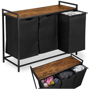 Koš na prádlo ARTUS 3-přihrádkový černý