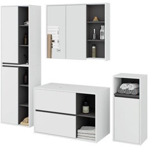 Koupelnová sestava VAMI s otvory na umyvadlo, bílá / grafitová / šedá