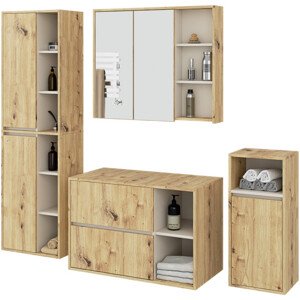 Koupelnová sestava VAMI s otvory na umyvadlo, dub artisan / béžová