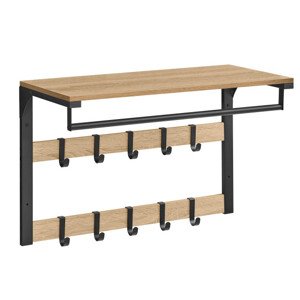 Nástěnný věšák s poličkou OSKAR LCR101B11 černý / hnědý