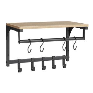 Nástěnný věšák s poličkou OSKAR LCR103B11 černý / hnědý