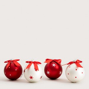 Závěsná vánoční dekorace FIKCO červená / bílá 751882 (4 ks)
