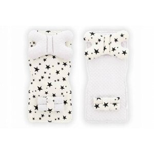 Oboustranná podložka do kočárku 4v1 DOTS bílá, černé hvězdy
