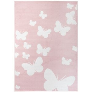 Dětský koberec PINKY T629A Butterfly růžový
